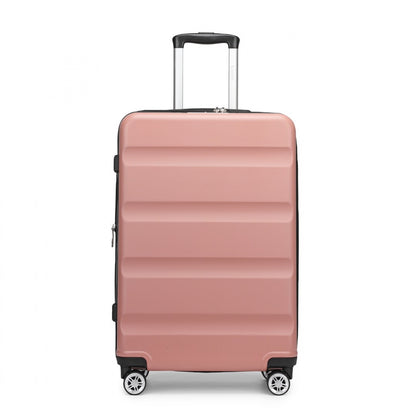 Kono Stylish Horizontal Engraved Hard Shell ABS+PC Cabin Suitcase with TSA Lock (KSK2482) - Nude
