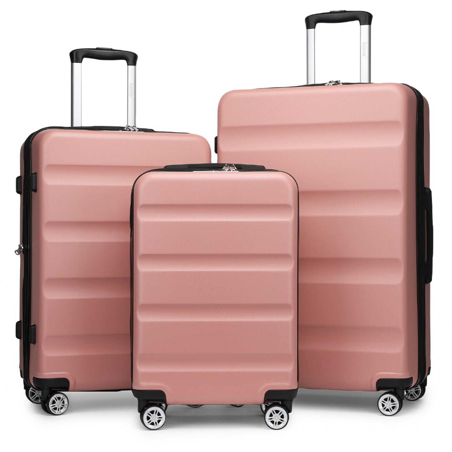 Kono 3-Piece Horizontal Engraved Hard Shell ABS+PC Suitcase with TSA Lock (KSK2482) - Nude
