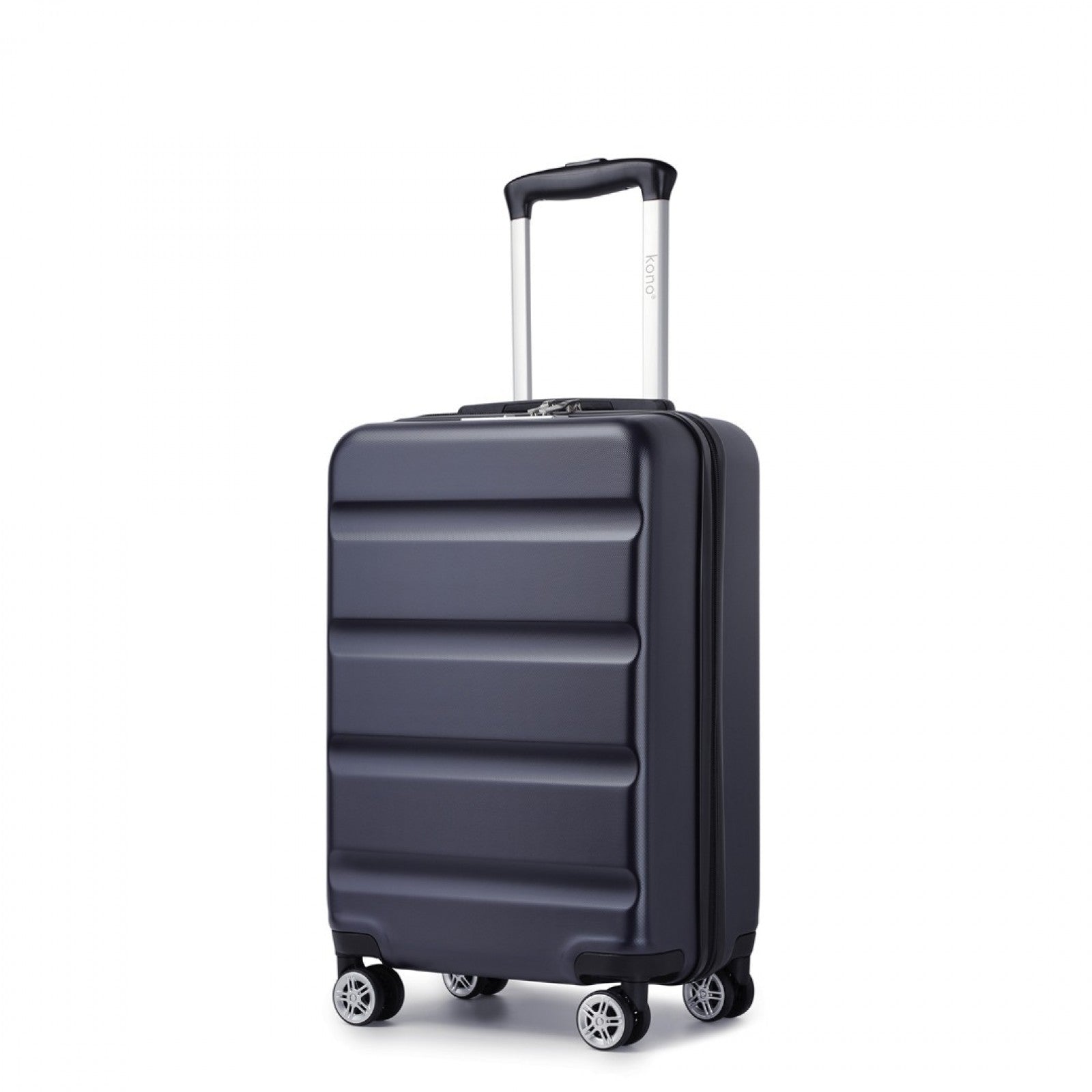 Kono Stylish Horizontal Engraved Hard Shell ABS+PC Cabin Suitcase with TSA Lock (KSK2482) - Navy