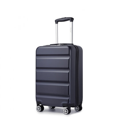 Kono Stylish Horizontal Engraved Hard Shell ABS+PC Cabin Suitcase with TSA Lock (KSK2482) - Navy