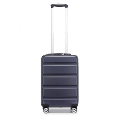 Kono Stylish Horizontal Engraved Hard Shell ABS+PC Cabin Suitcase with TSA Lock (KSK2482) - Navy