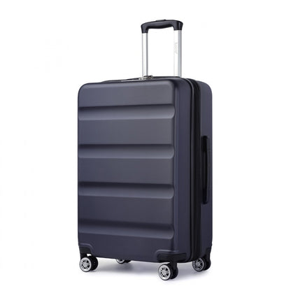 Kono Stylish Horizontal Engraved Hard Shell ABS+PC Cabin Suitcase with TSA Lock (KSK2482) - Navy