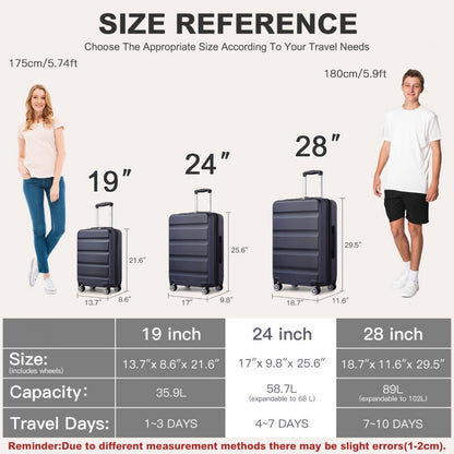 Kono Stylish Horizontal Engraved Hard Shell ABS+PC Cabin Suitcase with TSA Lock (KSK2482) - Navy