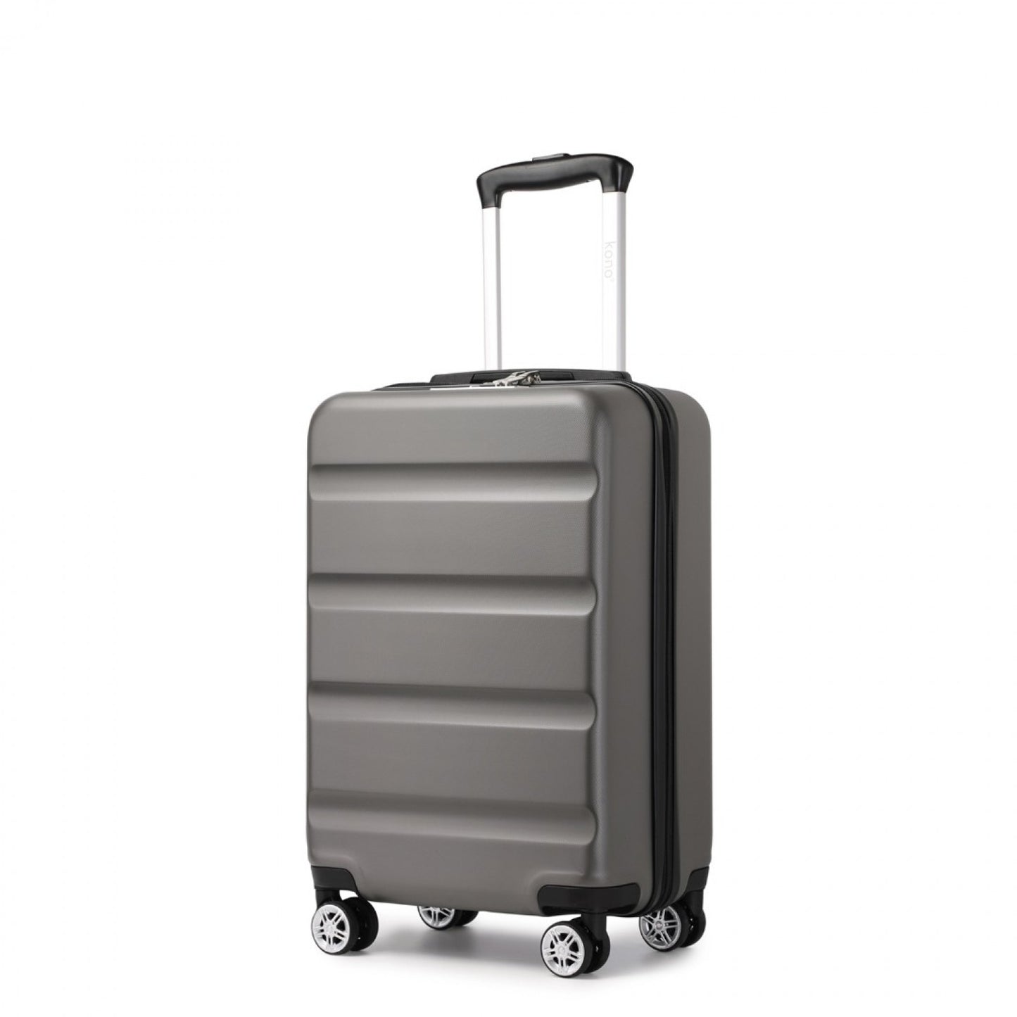 Kono Stylish Horizontal Engraved Hard Shell ABS+PC Cabin Suitcase with TSA Lock (KSK2482) - Grey
