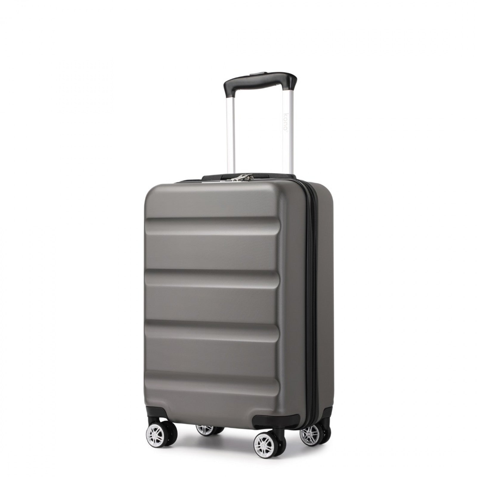 Kono Stylish Horizontal Engraved Hard Shell ABS+PC Cabin Suitcase with TSA Lock (KSK2482) - Grey