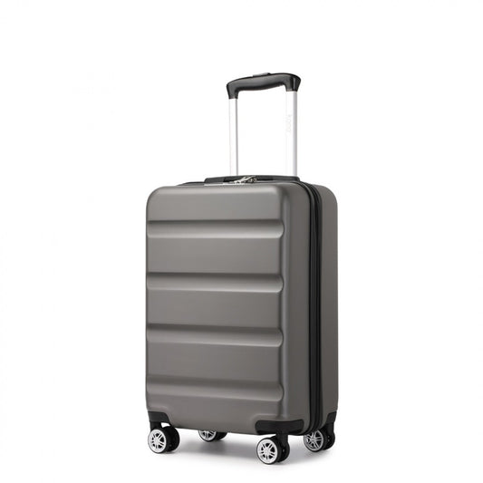 Kono Stylish Horizontal Engraved Hard Shell ABS+PC Cabin Suitcase with TSA Lock (KSK2482) - Grey