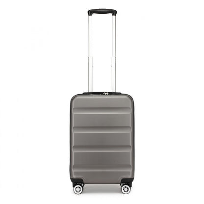Kono Stylish Horizontal Engraved Hard Shell ABS+PC Cabin Suitcase with TSA Lock (KSK2482) - Grey