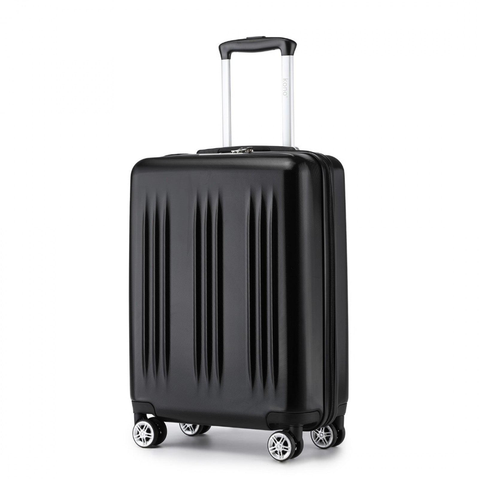 Kono Sleek Striped Suitcase Durable ABS+PC Luggage With Four Spinner Wheels And TSA Lock Perfect for Travel (KSK2483) - Black