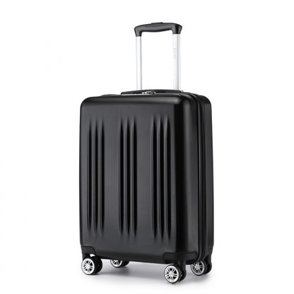 Kono Sleek Striped Suitcase Durable ABS+PC Luggage With Four Spinner Wheels And TSA Lock Perfect for Travel (KSK2483) - Black