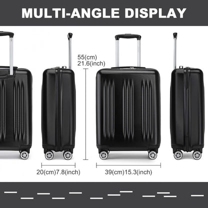 Kono Sleek Striped Suitcase Durable ABS+PC Luggage With Four Spinner Wheels And TSA Lock Perfect for Travel (KSK2483) - Black