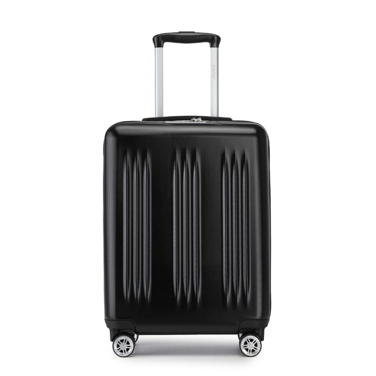 Kono Sleek Striped Suitcase Durable ABS+PC Luggage With Four Spinner Wheels And TSA Lock Perfect for Travel (KSK2483) - Black