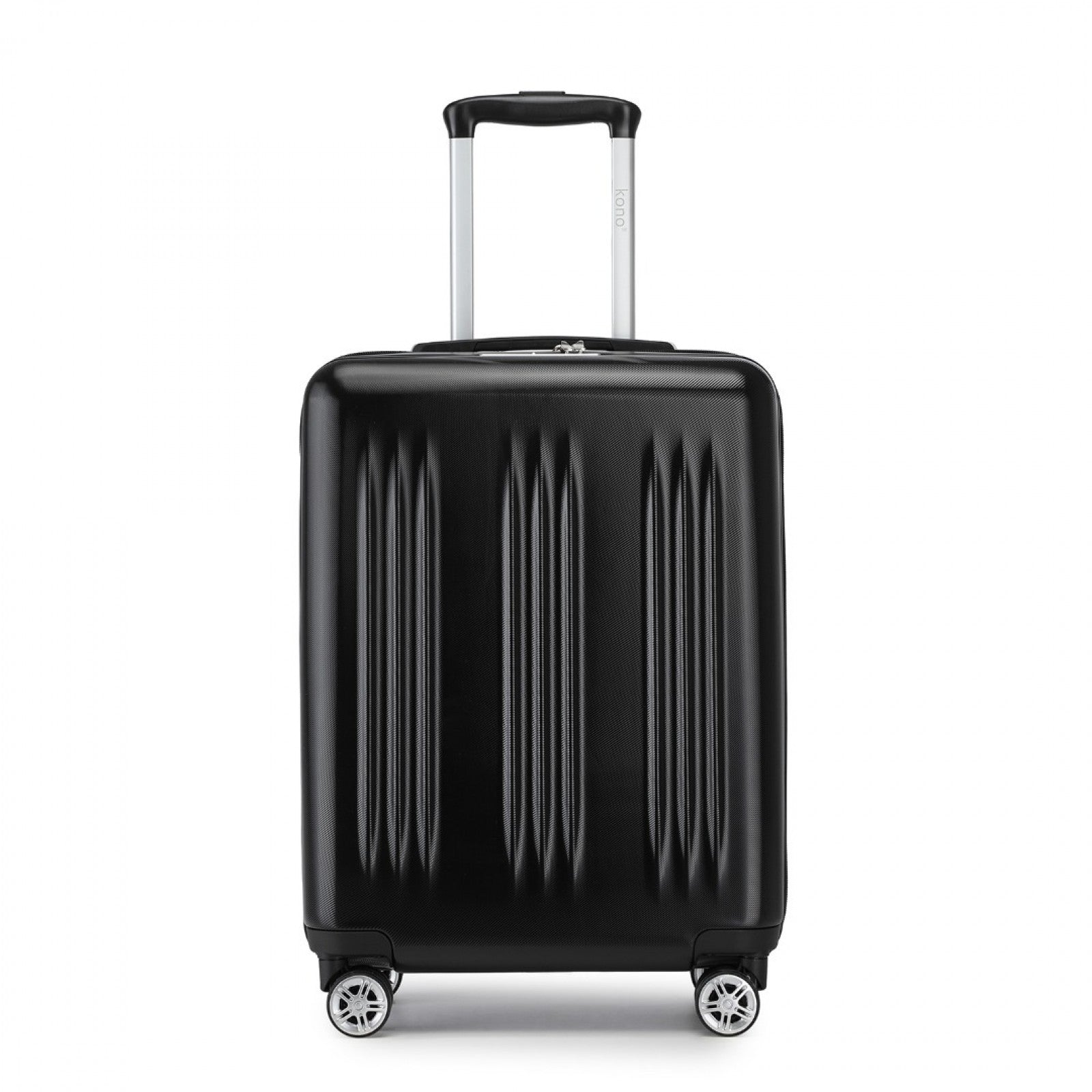 Kono Sleek Striped Suitcase Durable ABS+PC Luggage With Four Spinner Wheels And TSA Lock Perfect for Travel (KSK2483) - Black