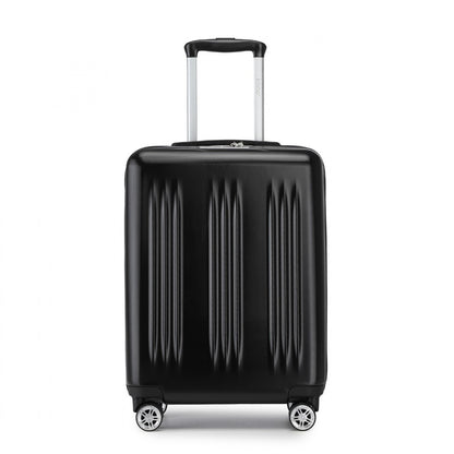 Kono Sleek Striped Suitcase Durable ABS+PC Luggage With Four Spinner Wheels And TSA Lock Perfect for Travel (KSK2483) - Black
