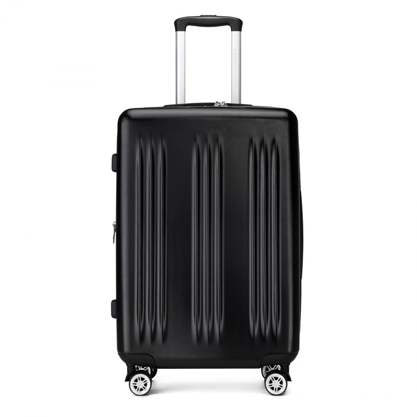 Kono Sleek Striped Suitcase Durable ABS+PC Luggage With Four Spinner Wheels And TSA Lock Perfect for Travel (KSK2483) - Black