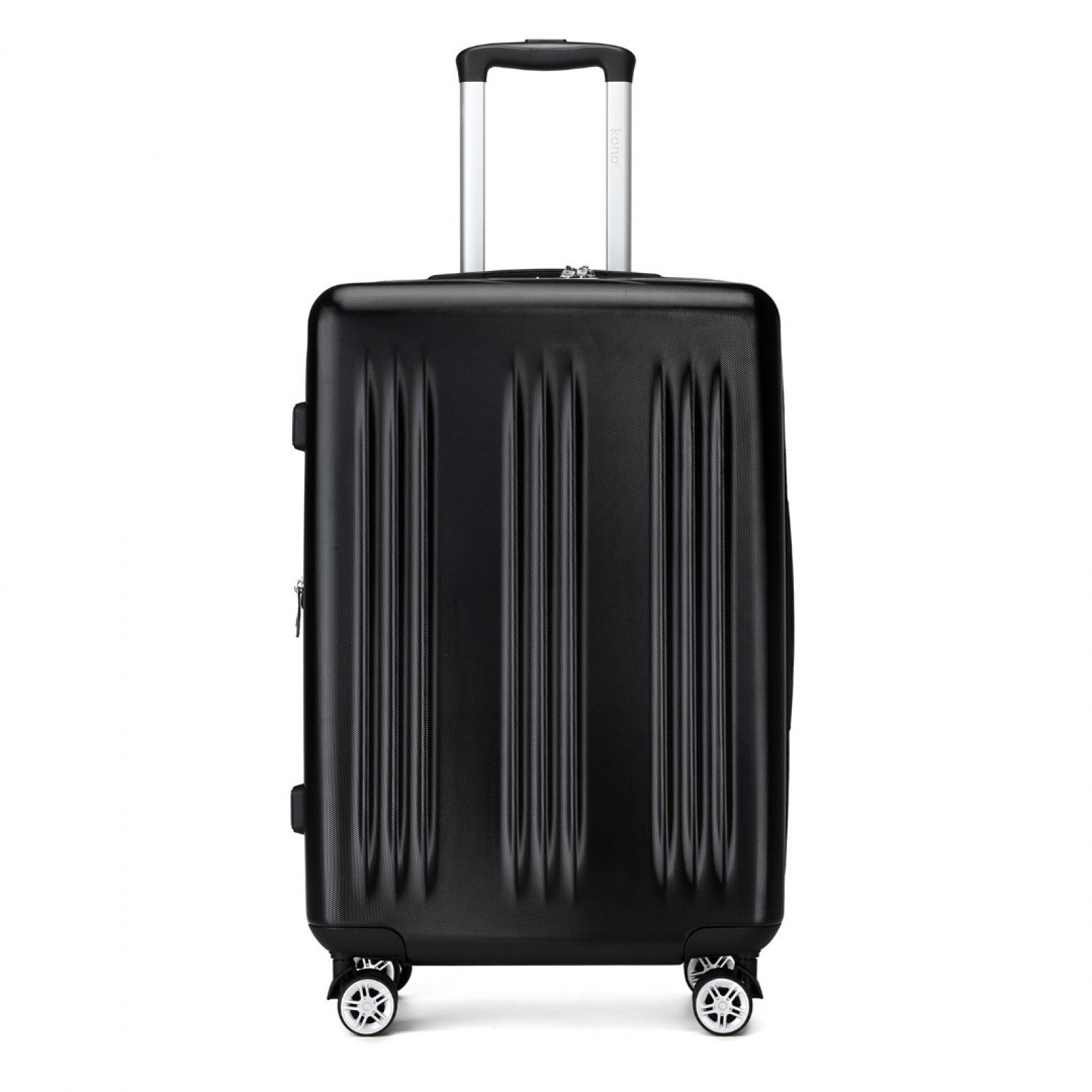 Kono Sleek Striped Suitcase Durable ABS+PC Luggage With Four Spinner Wheels And TSA Lock Perfect for Travel (KSK2483) - Black