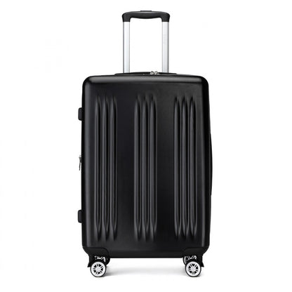 Kono Sleek Striped Suitcase Durable ABS+PC Luggage With Four Spinner Wheels And TSA Lock Perfect for Travel (KSK2483) - Black