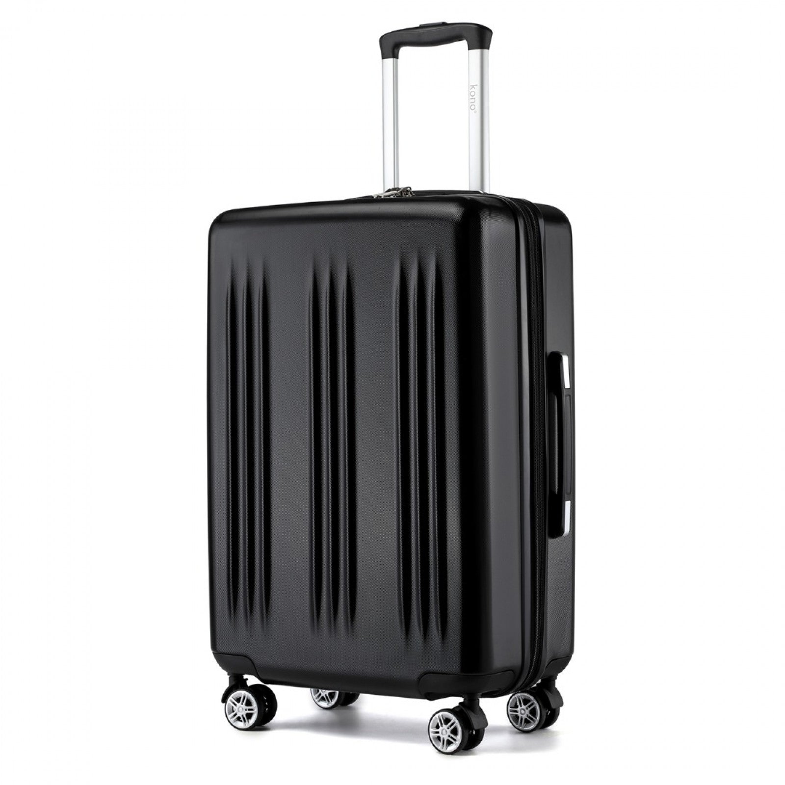 Kono 3 Piece Luggage Set 20/24/28 Inch Sleek Striped Expandable ABS+PC Suitcase With TSA Lock And Four Spinner Wheels (KSK2483) - Black
