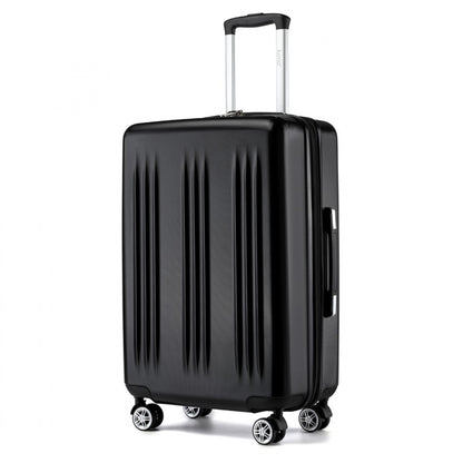 Kono 3 Piece Luggage Set 20/24/28 Inch Sleek Striped Expandable ABS+PC Suitcase With TSA Lock And Four Spinner Wheels (KSK2483) - Black