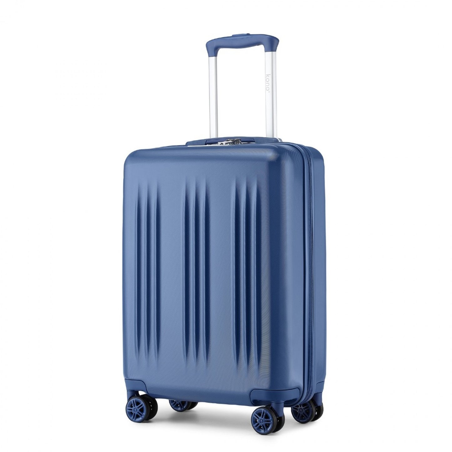 Kono Sleek Striped Suitcase Durable ABS+PC Luggage With Four Spinner Wheels And TSA Lock Perfect for Travel (KSK2483) - Navy