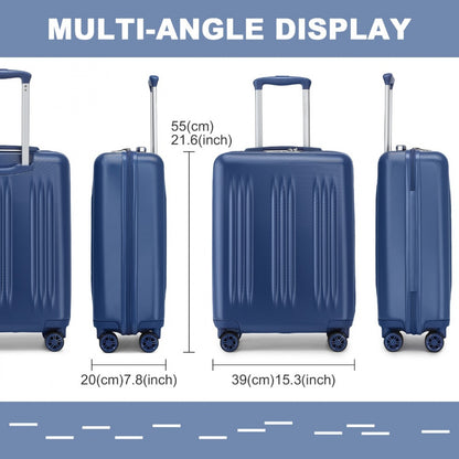 Kono Sleek Striped Suitcase Durable ABS+PC Luggage With Four Spinner Wheels And TSA Lock Perfect for Travel (KSK2483) - Navy