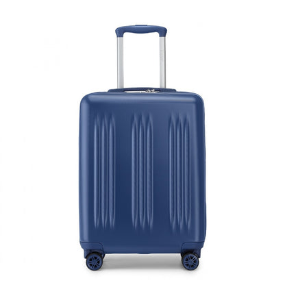 Kono Sleek Striped Suitcase Durable ABS+PC Luggage With Four Spinner Wheels And TSA Lock Perfect for Travel (KSK2483) - Navy