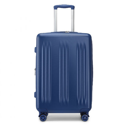 Kono Sleek Striped Suitcase Durable ABS+PC Luggage With Four Spinner Wheels And TSA Lock Perfect for Travel (KSK2483) - Navy