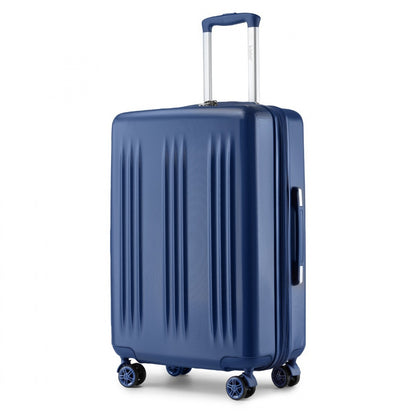 Kono Sleek Striped Suitcase Durable ABS+PC Luggage With Four Spinner Wheels And TSA Lock Perfect for Travel (KSK2483) - Navy