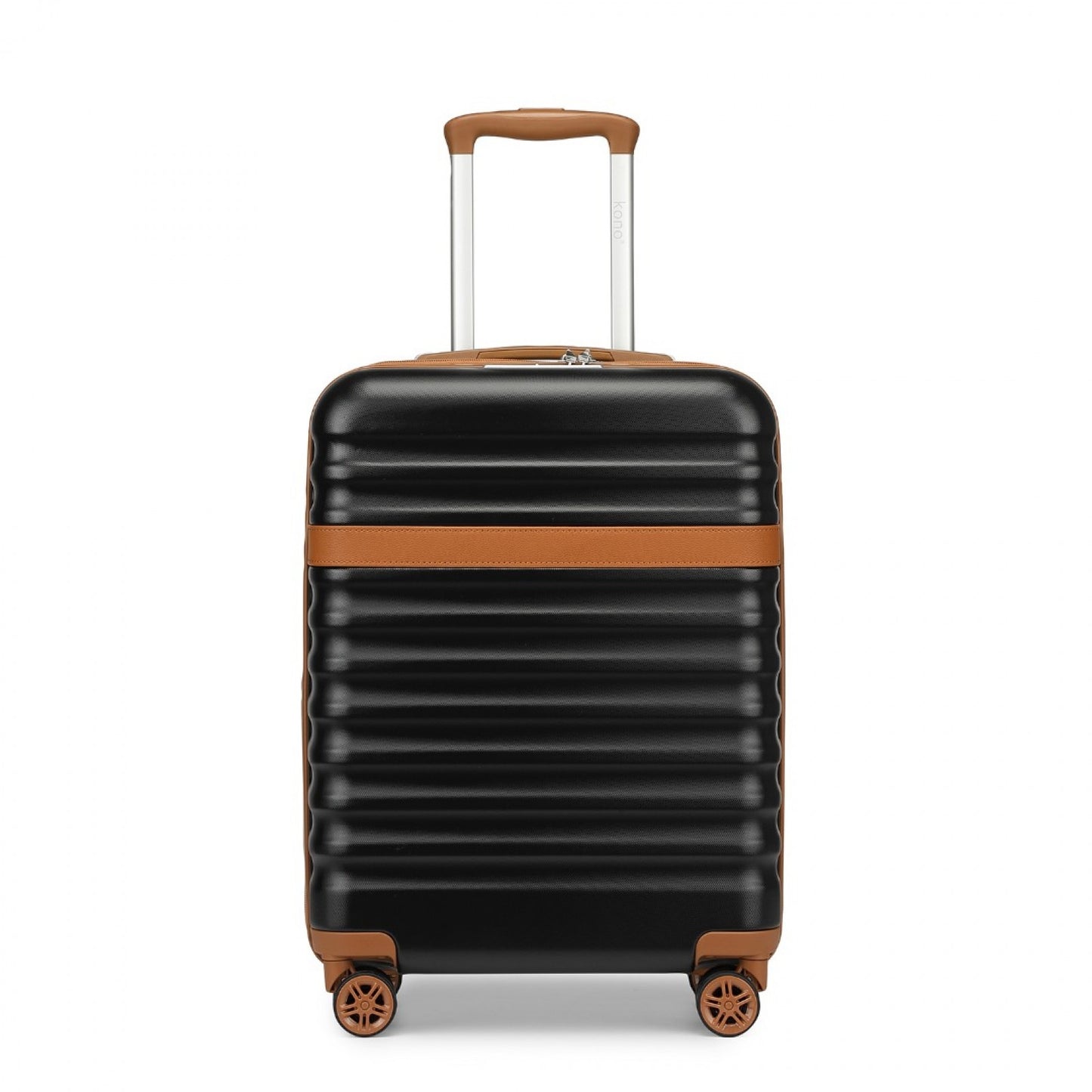 Kono Stylish Lightweight Hard Shell ABS+PC Cabin Suitcase with TSA Lock for Enhanced Security (KSK2484) - Black & Brown