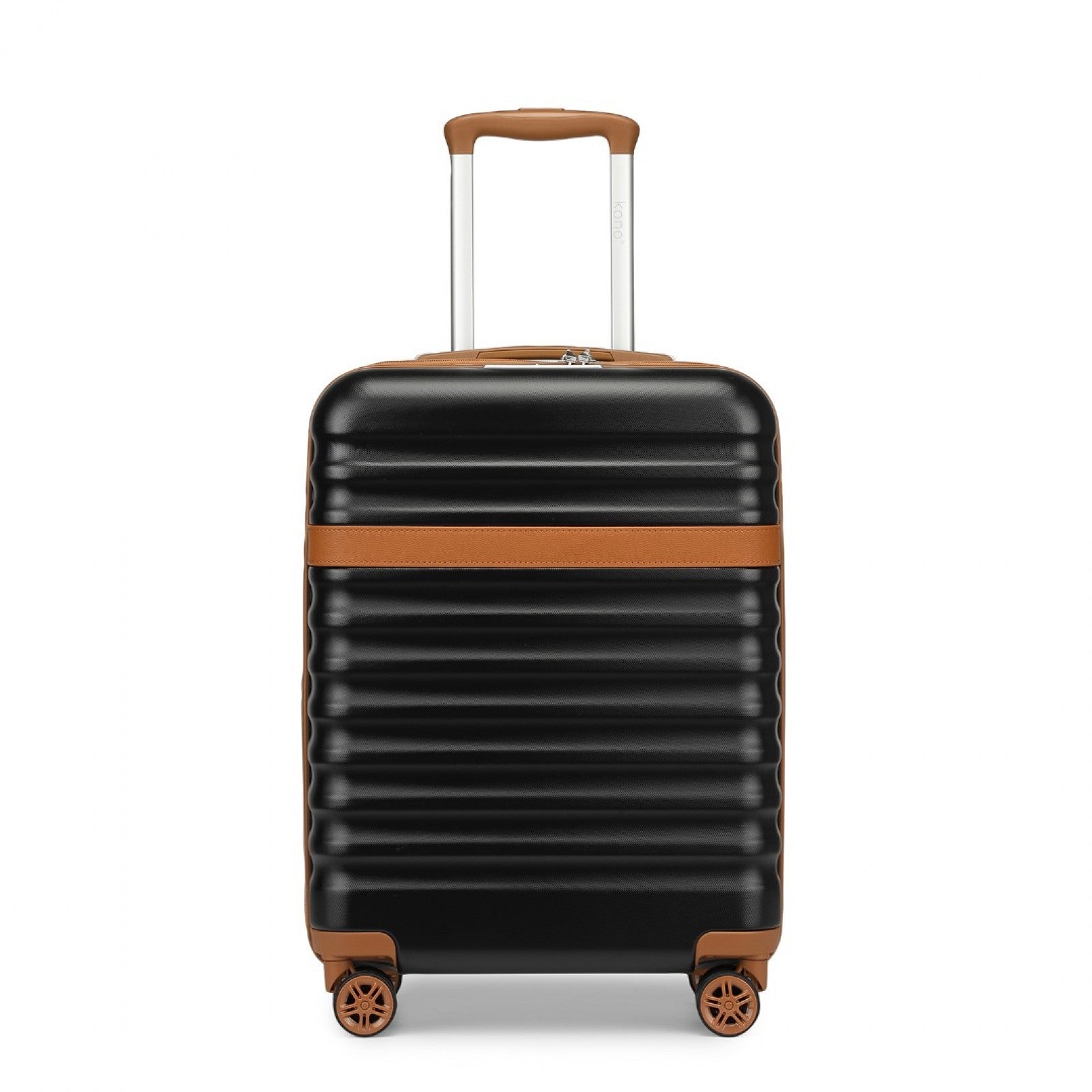 Kono Stylish Lightweight Hard Shell ABS+PC Cabin Suitcase with TSA Lock for Enhanced Security (KSK2484) - Black & Brown