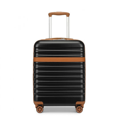 Kono Stylish Lightweight Hard Shell ABS+PC Cabin Suitcase with TSA Lock for Enhanced Security (KSK2484) - Black & Brown