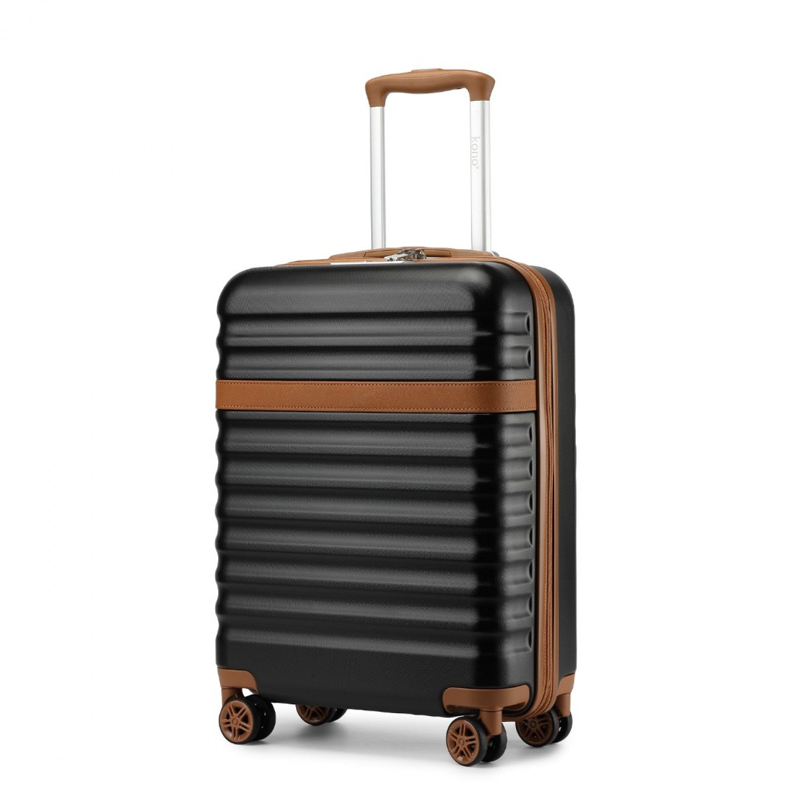 Kono Stylish Lightweight Hard Shell ABS+PC Cabin Suitcase with TSA Lock for Enhanced Security (KSK2484) - Black & Brown