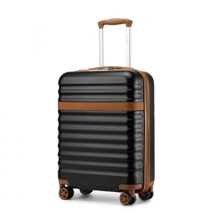 Kono Stylish Lightweight Hard Shell ABS+PC Cabin Suitcase with TSA Lock for Enhanced Security (KSK2484) - Black & Brown