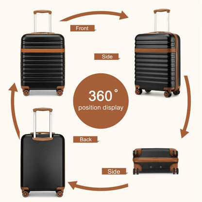 Kono Stylish Lightweight Hard Shell ABS+PC Cabin Suitcase with TSA Lock for Enhanced Security (KSK2484) - Black & Brown