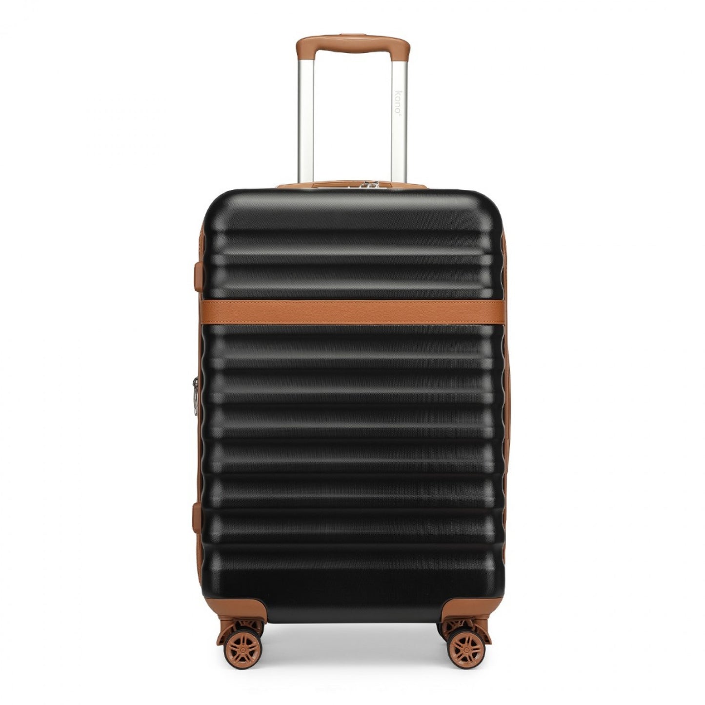 Kono Stylish Lightweight Hard Shell ABS+PC Cabin Suitcase with TSA Lock for Enhanced Security (KSK2484) - Black & Brown