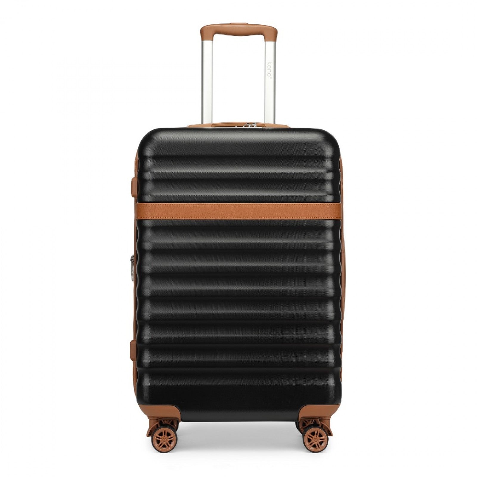 Kono Stylish Lightweight Hard Shell ABS+PC Cabin Suitcase with TSA Lock for Enhanced Security (KSK2484) - Black & Brown