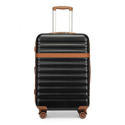 Kono Stylish Lightweight Hard Shell ABS+PC Cabin Suitcase with TSA Lock for Enhanced Security (KSK2484) - Black & Brown