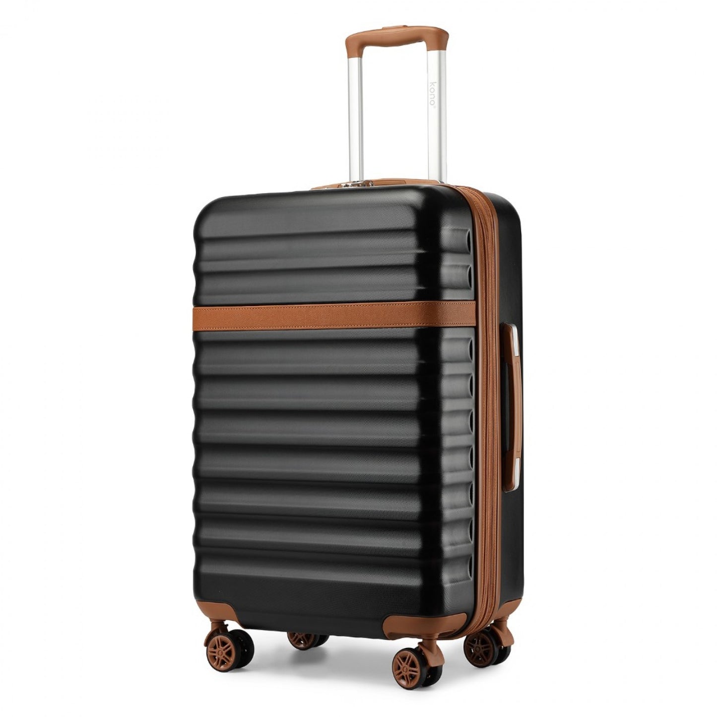 Kono Stylish Lightweight Hard Shell ABS+PC Cabin Suitcase with TSA Lock for Enhanced Security (KSK2484) - Black & Brown