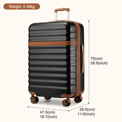 Kono Stylish Lightweight Hard Shell ABS+PC Cabin Suitcase with TSA Lock for Enhanced Security (KSK2484) - Black & Brown