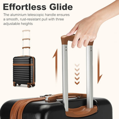 Kono Stylish Lightweight Hard Shell ABS+PC Cabin Suitcase with TSA Lock for Enhanced Security (KSK2484) - Black & Brown