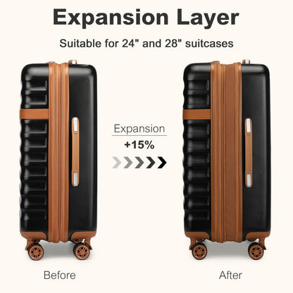 Kono Stylish Lightweight Hard Shell ABS+PC Cabin Suitcase with TSA Lock for Enhanced Security (KSK2484) - Black & Brown