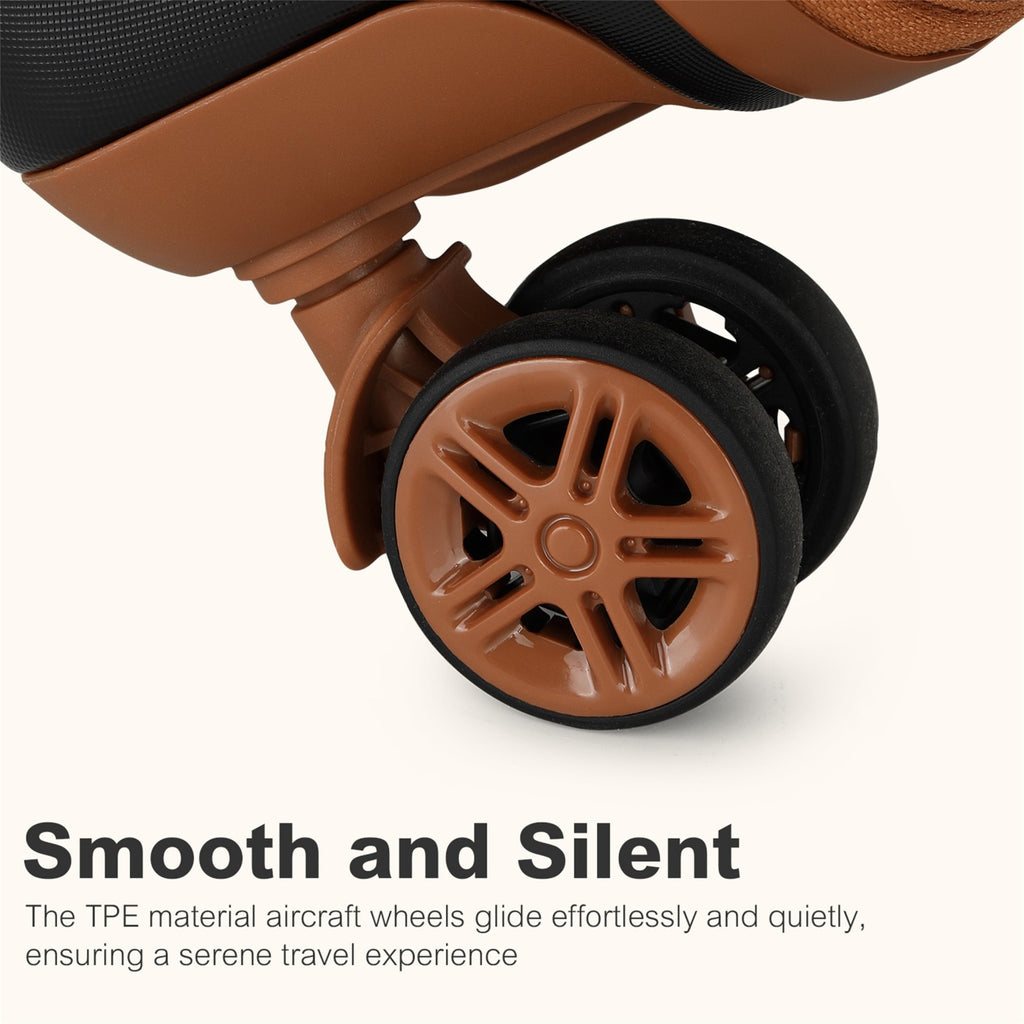 Kono 32-Inch ABS+PC Extra Large Hard Shell Spinner Suitcase with Telescopic Handle - Black and Brown