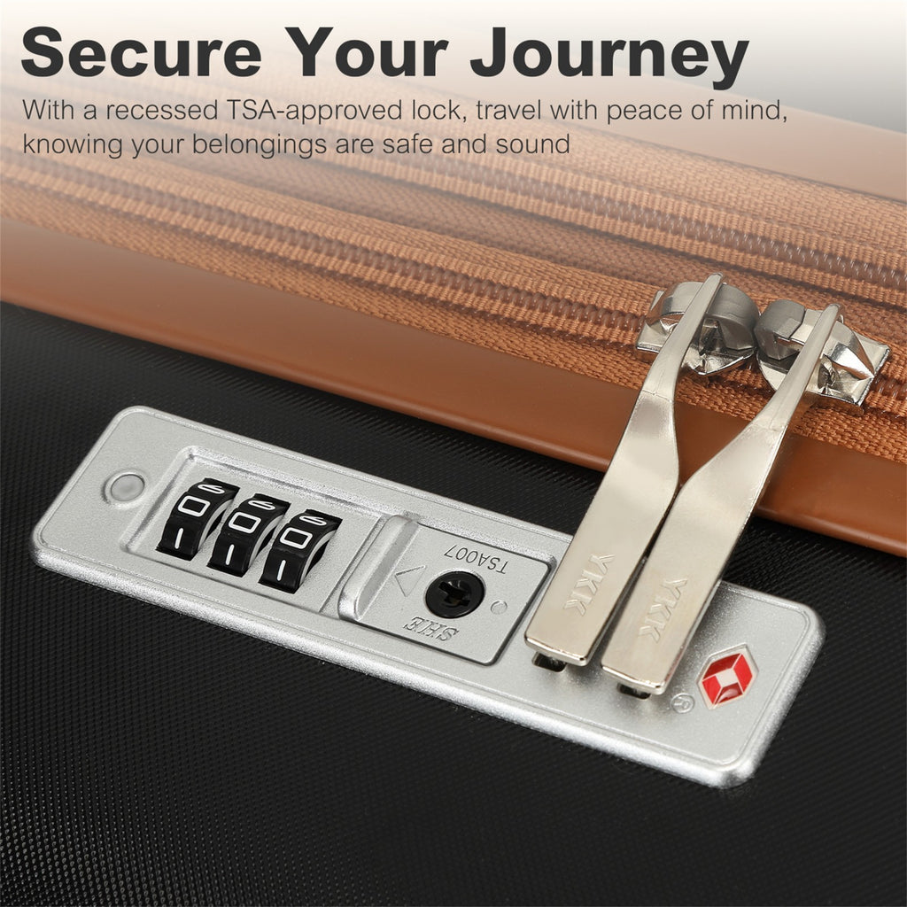 Kono 32-Inch ABS+PC Extra Large Hard Shell Spinner Suitcase with Telescopic Handle - Black and Brown