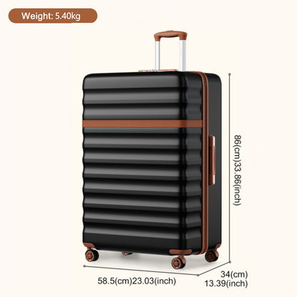 Kono Stylish Lightweight Hard Shell ABS+PC Cabin Suitcase with TSA Lock for Enhanced Security (KSK2484) - Black & Brown
