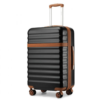 Kono 3-Piece Expandable Luggage Set 20"/24"/28" Durable Hard Shell ABS+PC Suitcases with TSA Lock for Secure Travel (KSK2484) - Black & Brown