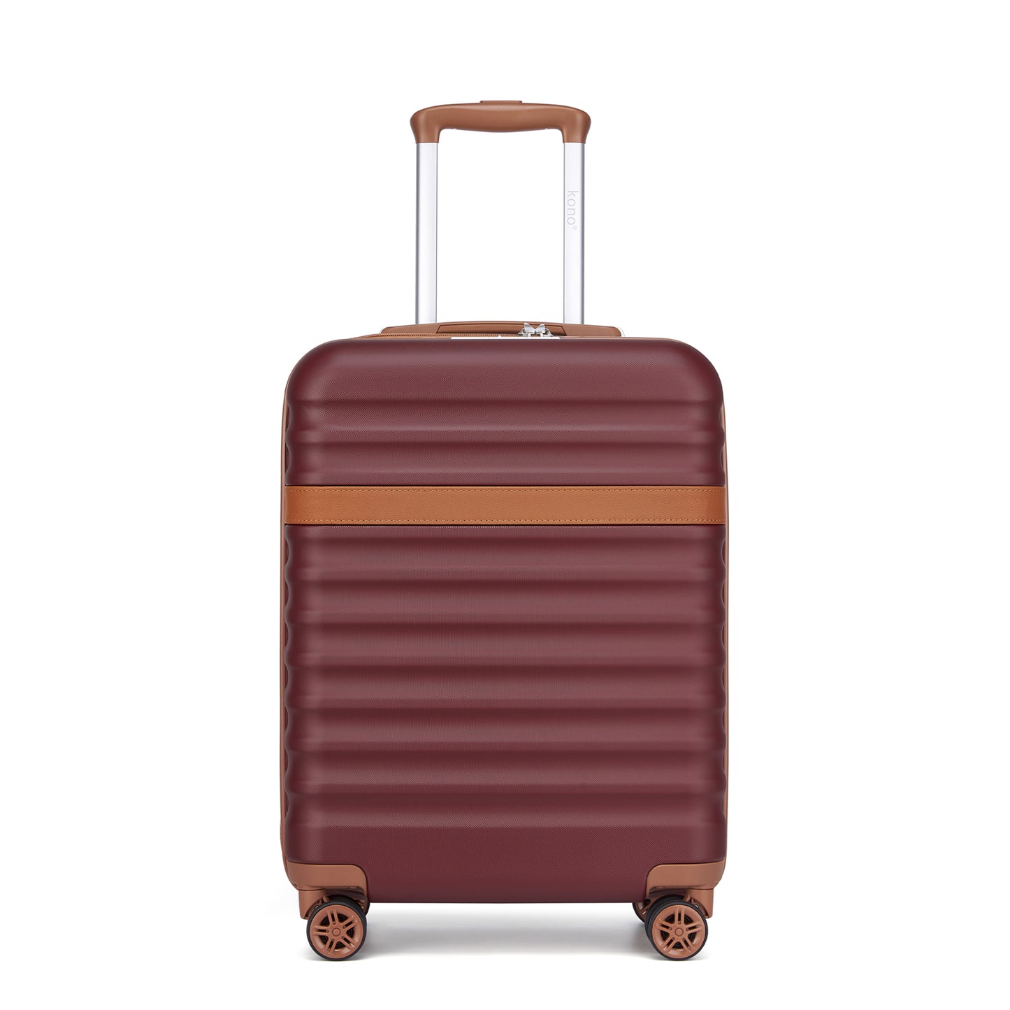 Kono Stylish Lightweight Hard Shell ABS+PC Cabin Suitcase with TSA Lock for Enhanced Security (KSK2484) - Burgundy & Brown