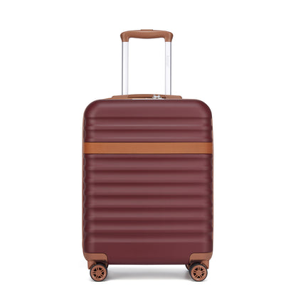 Kono Stylish Lightweight Hard Shell ABS+PC Cabin Suitcase with TSA Lock for Enhanced Security (KSK2484) - Burgundy & Brown