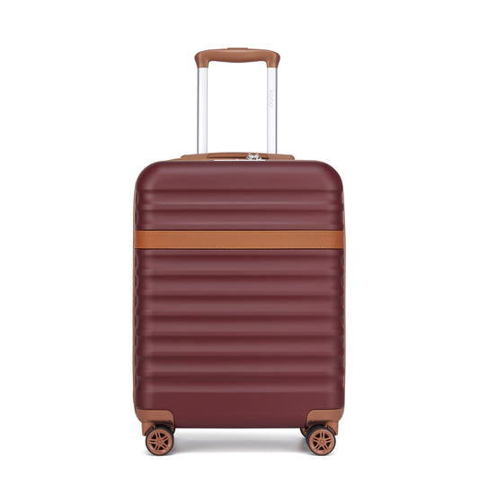 Kono Stylish Lightweight Hard Shell ABS+PC Cabin Suitcase with TSA Lock for Enhanced Security (KSK2484) - Burgundy & Brown