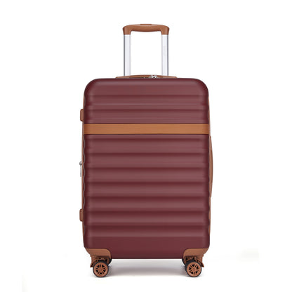 Kono Stylish Lightweight Hard Shell ABS+PC Cabin Suitcase with TSA Lock for Enhanced Security (KSK2484) - Burgundy & Brown