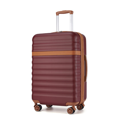 Kono Stylish Lightweight Hard Shell ABS+PC Cabin Suitcase with TSA Lock for Enhanced Security (KSK2484) - Burgundy & Brown