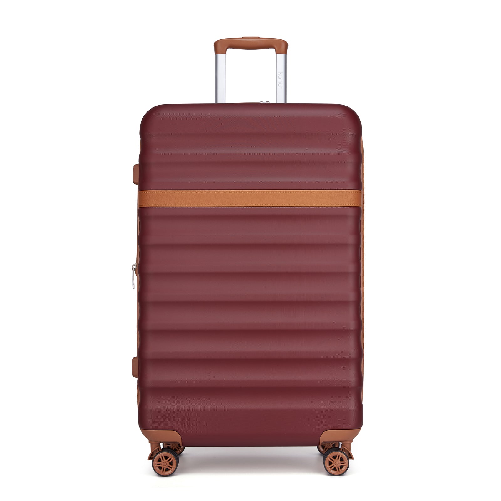 Kono Stylish Lightweight Hard Shell ABS+PC Cabin Suitcase with TSA Lock for Enhanced Security (KSK2484) - Burgundy & Brown